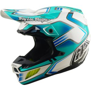 Troy Lee Designs SE5 Composite Mips bukósisak– Crest Real Teal Blue / White
