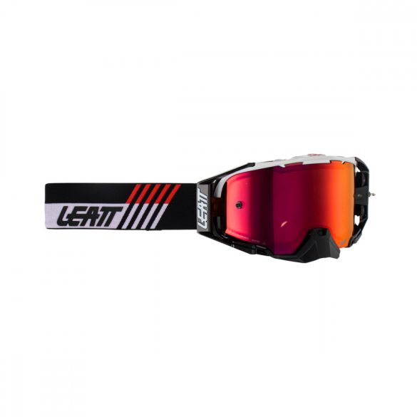 Leatt MX Velocity 6.5 Iriz  2023 szemüveg, fekete-fehér, piros tükör lencse