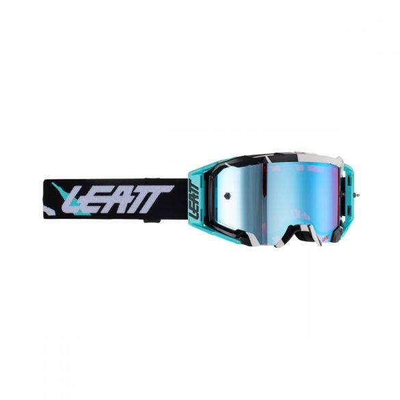 Leatt MX  Velocity 5.5 Iriz 2023 szemüveg, fekete-fehér-kék, kék-pink tükör lencse