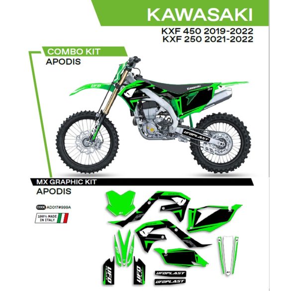 Ufo komplett matrica szett, Kawasaki KXF 250 '21-'22; KXF 450 '19-'22