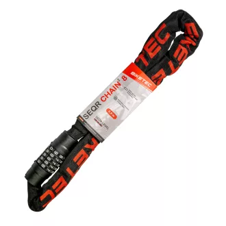   Biketec seqr lánc CP 0,9m, 8MM - es láncszem, 5 jegyű számkódos zár, fekete szövetburkolat
