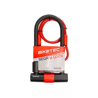   Biketec seqr u - lakat kábellel méret: 10MM - es kábel, 1,2M lakattal 180mm x 320mm, 3 kulcs, 16MM - es bilincs kengyel