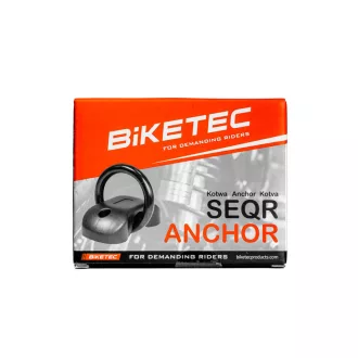   Biketec seqr biztonsági rögzítő horgony 132mm x 69mm, 3 kulcs, 15MM x 75MM - es bilincs rögzítőcsavarok a készletben