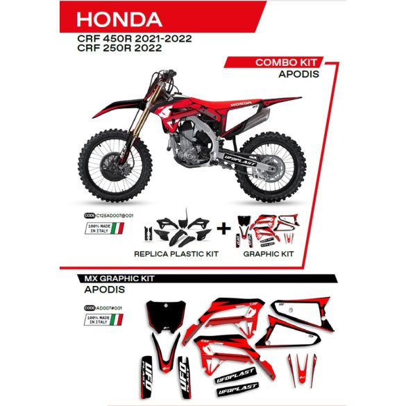 Ufo komplett idomszett+ matrica szett, Honda CRF 250R '22; CRF 450R '21-'22