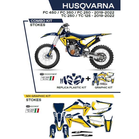 Ufo komplett idomszett+matrica szett, Husqvarna TC 125/250 '19-'22; FC 250/350/450 '19-'22 2T