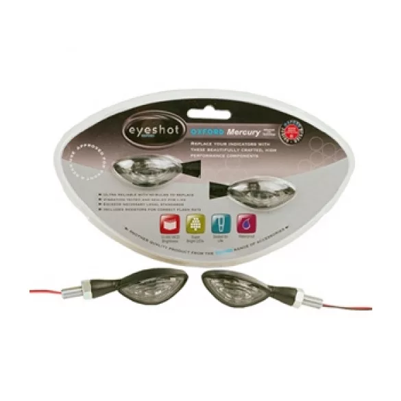 OXFORD IRÁNYJELZŐK (CE) LED MERCURY FEKETE SZÍN - 2 DARAB (ELLENÁLLÁSOKAT TARTALMAZ) (RÉGI KÓD: OF364)