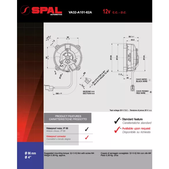 Spal ventilátor 30103018 – 4 hüvelyk – lapátlapáthúzó, S csatlakozó