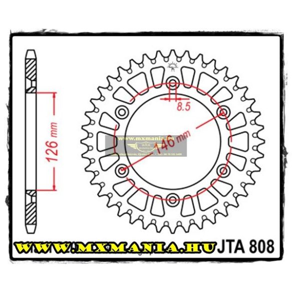 JT Sprockets hátsó lánckerék, ALU, 808, Suzuki OffRoad motorokhoz