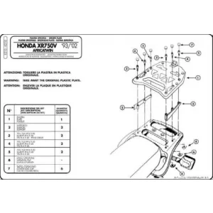 KAPPA HÁTSÓ DOBOZTARTÓ KONZOL HONDA XRV 750 AFRICA TWIN (93-02) (MONOKEY PLATNIVAL)