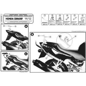 KAPPA HÁTSÓ DOBOZTARTÓ KONZOL HONDA CBR 600F (99-09) (PLATNI NÉLKÜL)