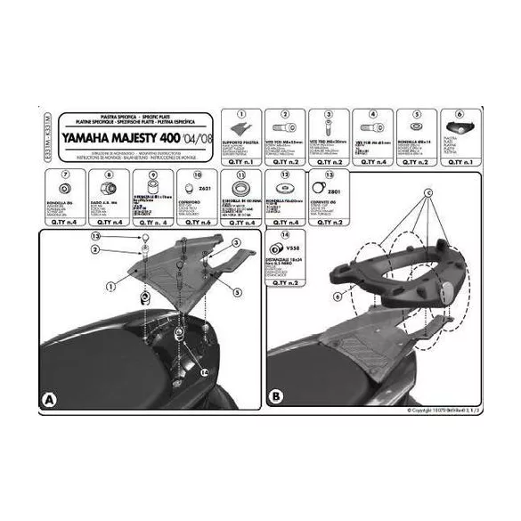 KAPPA HÁTSÓ DOBOZTARTÓ KONZOL YAMAHA MAJESTY 400 (04-14) (MONOLOCK PLATNIVAL)