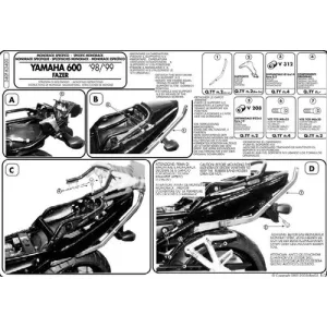 KAPPA HÁTSÓ DOBOZTARTÓ KONZOL YAMAHA FZS 600 FAZER (98-03) (PLATNI NÉLKÜL)