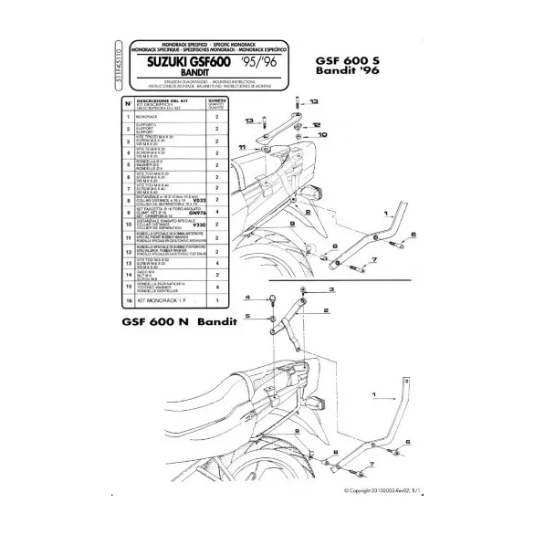 KAPPA HÁTSÓ DOBOZTARTÓ KONZOL SUZUKI GSF 600 BANDIT / S (96-99), GSF 1200 BANDIT (96-99) (PLATNI NÉLKÜL)