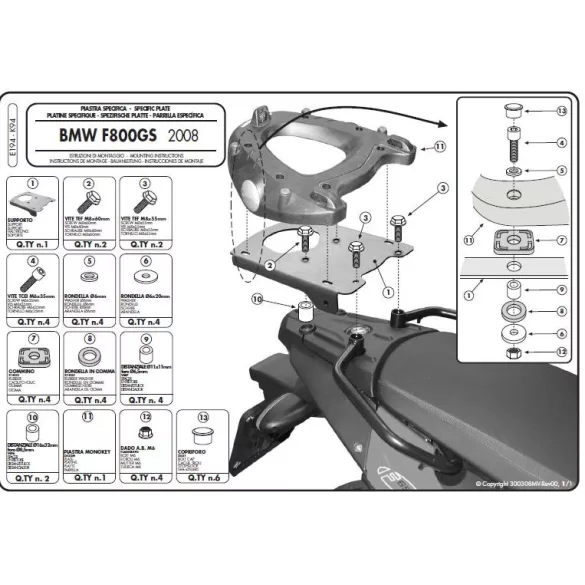 KAPPA HÁTSÓ DOBOZTARTÓ KONZOL BMW F 650GS / F 800GS (08-11) (MONOKEY PLATNIVAL)