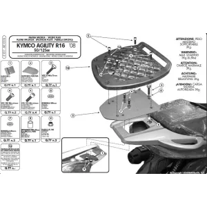 KAPPA HÁTSÓ DOBOZTARTÓ KONZOL KYMCO AGILITY 50/125/150/200 R16 (08-13) (PLATNI NÉLKÜL)
