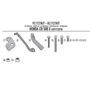 KAPPA ADAPTER KL1121 ÉS KLX1121 OLDALKONZOLOK FELSZERELÉSÉHEZ HONDA CB 500X (17-18) MODELLRE