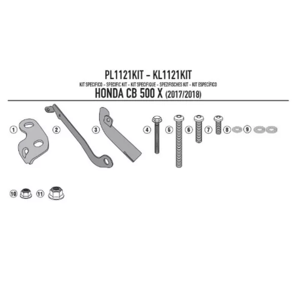 KAPPA ADAPTER KL1121 ÉS KLX1121 OLDALKONZOLOK FELSZERELÉSÉHEZ HONDA CB 500X (17-18) MODELLRE