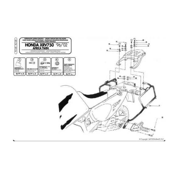 KAPPA MONOKEY OLDALKONZOL HONDA XRV 750 AFRICA TWIN (93-02) - SZINTÉN JÓ MONOKEY RETRO-FIT KVE K'VENTURE ALU ÉS KMS K'MISSION ALU DOBOZOKHOZ