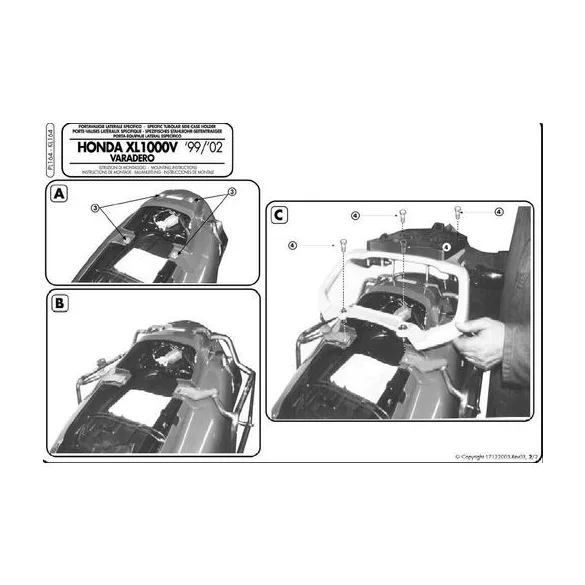 KAPPA MONOKEY OLDALKONZOL HONDA XL 1000V VARADERO (99-02) - SZINTÉN JÓ MONOKEY RETRO-FIT KVE K'VENTURE ALU ÉS KMS K'MISSION ALU DOBOZOKHOZ