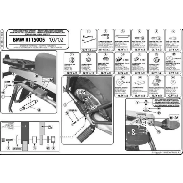 KAPPA MONOKEY OLDALKONZOL BMW R 1100GS (94-99), R 1150GS (00-03), R 850GS (94-01) - SZINTÉN JÓ MONOKEY RETRO-FIT KVE K'VENTURE ALU ÉS KMS K'MISSION ALU DOBOZOKHOZ