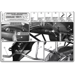 KAPPA MONOKEY OLDALKONZOL KAWASAKI VERSYS 650 (06-09) - SZINTÉN JÓ MONOKEY RETRO-FIT KVE K'VENTURE ALU ÉS KMS K'MISSION ALU DOBOZOKHOZ