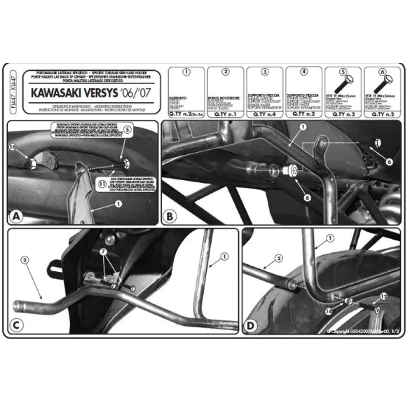 KAPPA MONOKEY OLDALKONZOL KAWASAKI VERSYS 650 (06-09) - SZINTÉN JÓ MONOKEY RETRO-FIT KVE K'VENTURE ALU ÉS KMS K'MISSION ALU DOBOZOKHOZ