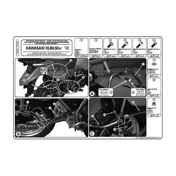 KAPPA MONOKEY OLDALKONZOL KAWASAKI KLR 650 ENDURO (07-19) - SZINTÉN JÓ MONOKEY RETRO-FIT KVE K'VENTURE ALU ÉS KMS K'MISSION ALU DOBOZOKHOZ