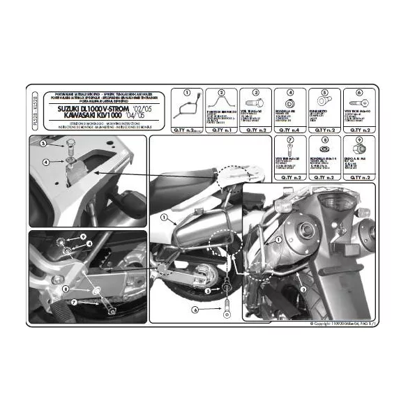 KAPPA MONOKEY OLDALKONZOL SUZUKI DL 1000 V-STROM (02-11), KAWASAKI KLV 1000 (04-09) - SZINTÉN JÓ MONOKEY RETRO-FIT KVE K'VENTURE ALU ÉS KMS K'MISSION ALU DOBOZOKHOZ