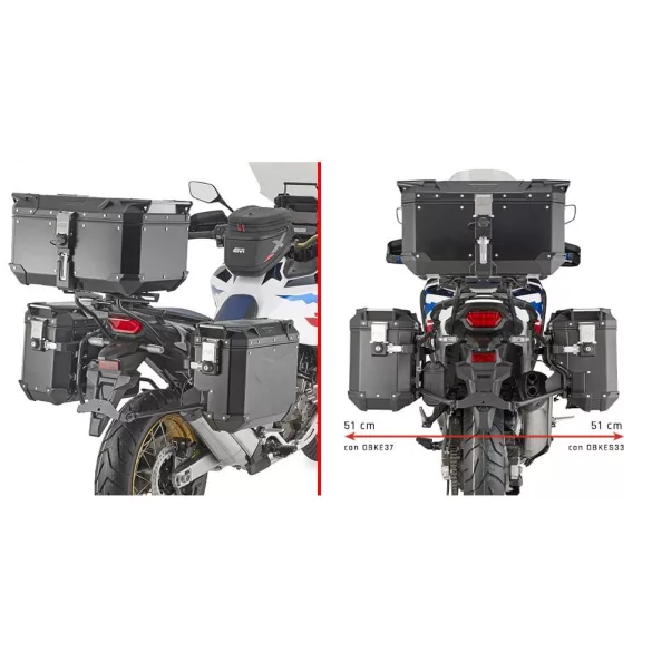 KAPPA OLDALDOBOZ TARTÓ KONZOL MONOKEY CAM SIDE HONDA CRF 1100 L AFRICA TWIN '20-'25 / ADVENTURE SPORT '20-'25 - KVG K'VOYAGER ALU DOBOZOKHOZ ( JOBB OLDALI KVGS33 SÜLLYESZTETT VÁLTOZATHOZ )