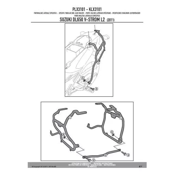 KAPPA MONOKEY SIDE OLDALKONZOL SUZUKI DL 650 V-STROM (11-16) - CSAK K33N K'ROAD DOBOZOKHOZ