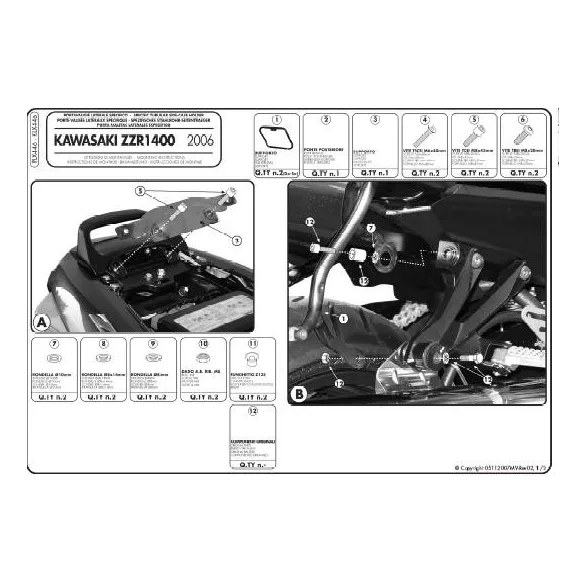 KAPPA MONOKEY SIDE OLDALKONZOL KAWASAKI ZZR 1400 '06-'11 ZX 14 '06-'11 - CSAK K33N K'ROAD DOBOZOKHOZ