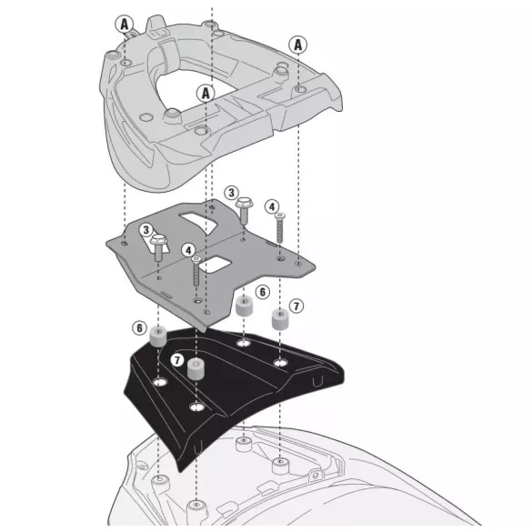 KAPPA HÁTSÓ DOBOZTARTÓ KONZOL KAWASAKI J 300 (14-15) (MONOLOCK KM6M PLATNIVAL, U-LAKAT HELYÉVEL)