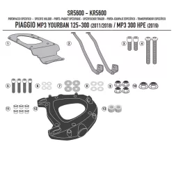   KAPPA KÖZPONTI DOBOZTARTÓ KONZOL PIAGGIO MP3 YOURBAN 125/300, HPE 300 '11-'24 ( MONOKEY PLATNIVAL )
