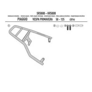 KAPPA KÖZPONTI DOBOZTARTÓ KONZOL PIAGGIO VESPA PRIMAVERA 50-125-150 (14-25), VESPA SPRINT 50-125-150 (14-25) ( PLATNI NÉLKÜL )