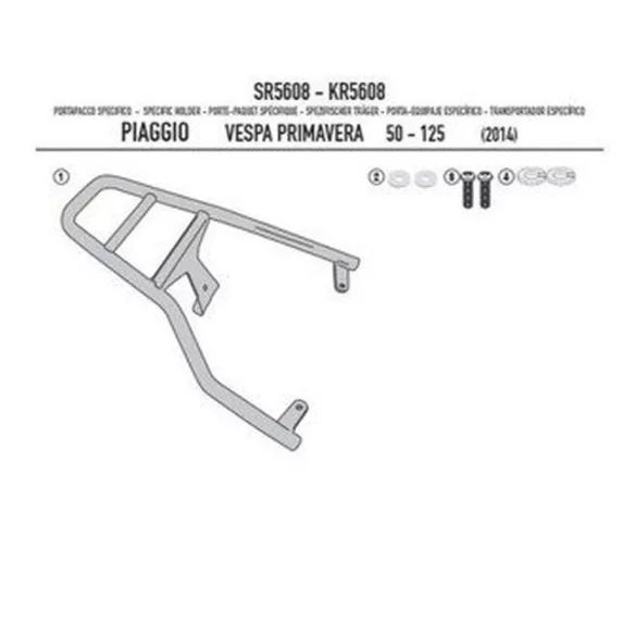 KAPPA KÖZPONTI DOBOZTARTÓ KONZOL PIAGGIO VESPA PRIMAVERA 50-125-150 (14-25), VESPA SPRINT 50-125-150 (14-25) ( PLATNI NÉLKÜL )