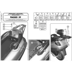   KAPPA KÖZPONTI DOBOZTARTÓ KONZOL PIAGGIO X9 125-180-250 (00-02), X9 200-250-500 EVOLUTION (03-08), X9 500 (01-02) ( PLATNI NÉLKÜL )