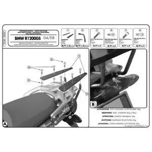 KAPPA HÁTSÓ DOBOZTARTÓ KONZOL BMW R 1200GS (04-12) (MONOKEY PLATNIVAL) (EREDETI CSOMAGTARTÓRA TÖRTÉNŐ RÖGZÍTÉSHEZ)