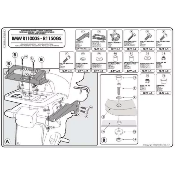 KAPPA HÁTSÓ DOBOZTARTÓ KONZOL BMW R 1100GS (94-99), R 1150GS (00-03) (MONOKEY PLATNIVAL)