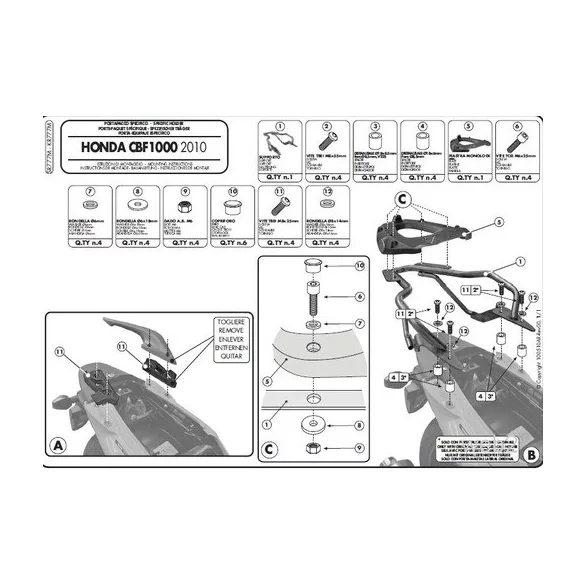 KAPPA HÁTSÓ DOBOZTARTÓ KONZOL HONDA CBF 1000/ST (10-14) (MONOLOCK PLATNIVAL)