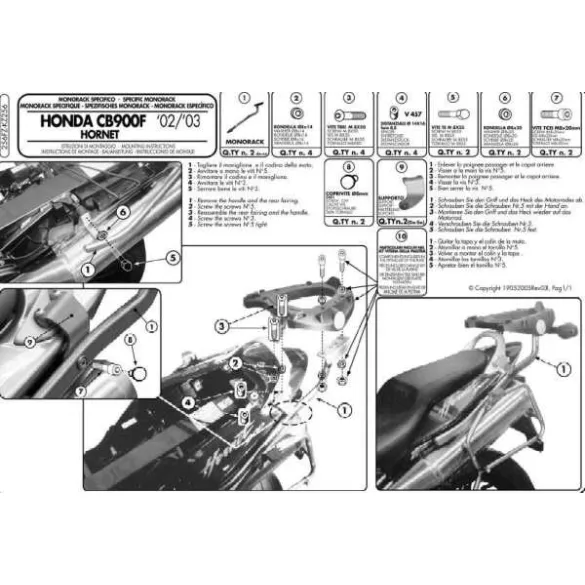 KAPPA KÖZPONTI DOBOZTARTÓ KONZOL HONDA CB 900 HORNET (02-07) ( PLATNI NÉLKÜL )