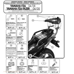   KAPPA KÖZPONTI DOBOZTARTÓ KONZOL YAMAHA FZ6 / FZS 600 FAZER (04-06), FZ6 S2 / FZ6 600 FAZER S2 (07-11) ( PLATNI NÉLKÜL ) - LÁSD A KIEGÉSZÍTŐ LEÍRÁST