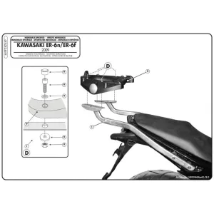 KAPPA KÖZPONTI DOBOZTARTÓ KONZOL KAWASAKI ER-6N / ER-6F 650 (09-11) ( PLATNI NÉLKÜL )