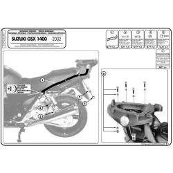   KAPPA KÖZPONTI DOBOZTARTÓ KONZOL SUZUKI GSX 1400 (02-09) ( PLATNI NÉLKÜL )