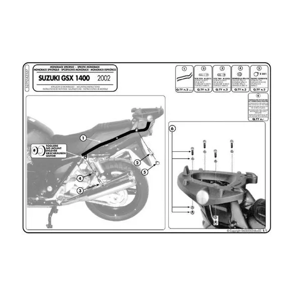 KAPPA KÖZPONTI DOBOZTARTÓ KONZOL SUZUKI GSX 1400 (02-09) ( PLATNI NÉLKÜL )