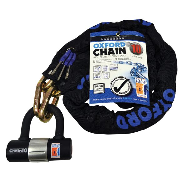 Oxford Chain 10 Chain Lock & Mini Shackle 10mm x 1400mm