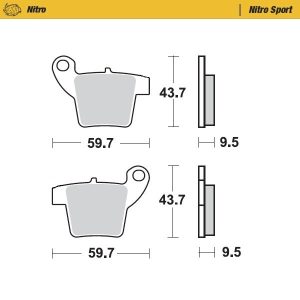 MOTO-MASTER BRAKE PADS NITRO RACING SINTER METAL SOFT: 22 (NITRO SPORT) FOR MOTO-MASTER CALIPER (210104) KTM SX 65 '20-, GASGAS MC 65 21'- HUSQVARNA TC 65 '17- N)