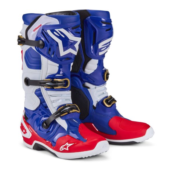ALPINESTARS TECH 10 LIMITED EDITION UNION RED BUD CSIZMA RED DARK BLUE WHITE 