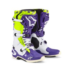 ALPINESTARS TECH10 LIMITED EDITION DIRT STUDIOS CSIZMA WHITE VIOLET YELLOW