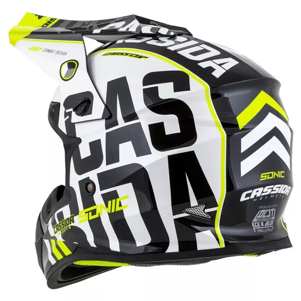 Cassida Cup Sonic black-white-fluo yellow-grey bukósisak