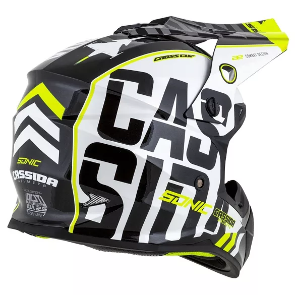Cassida Cup Sonic black-white-fluo yellow-grey bukósisak